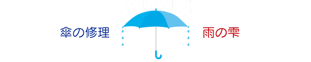 傘の修理 雨の雫